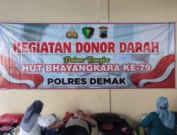 Sambut Hari Bhayangkara Ke-79, Polres Demak Gelar Bakti Kesehatan Donor Darah