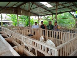 Dukung Program Ketahanan Pangan, Bhabinkamtibmas Kunjungi Peternak Kambing Di Desa Binaan